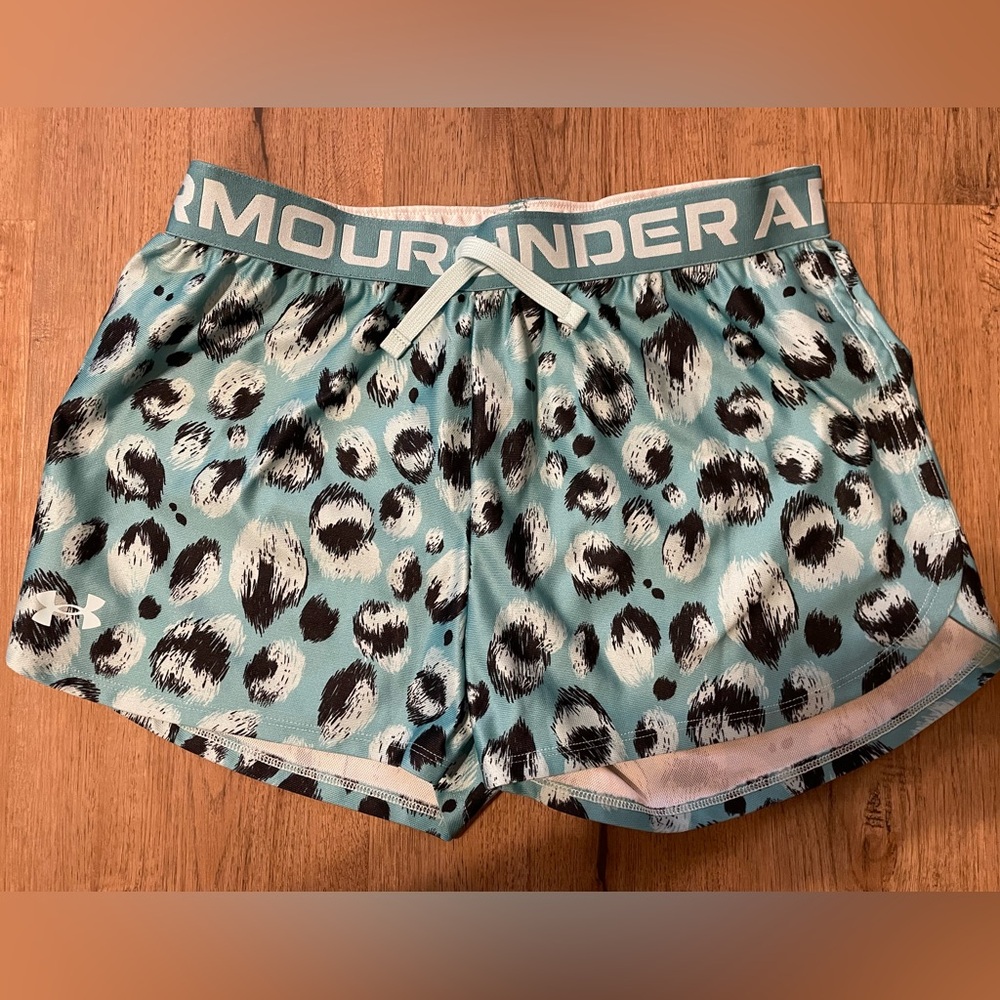 Under Armour Women's Teal and Black Patterned Shorts